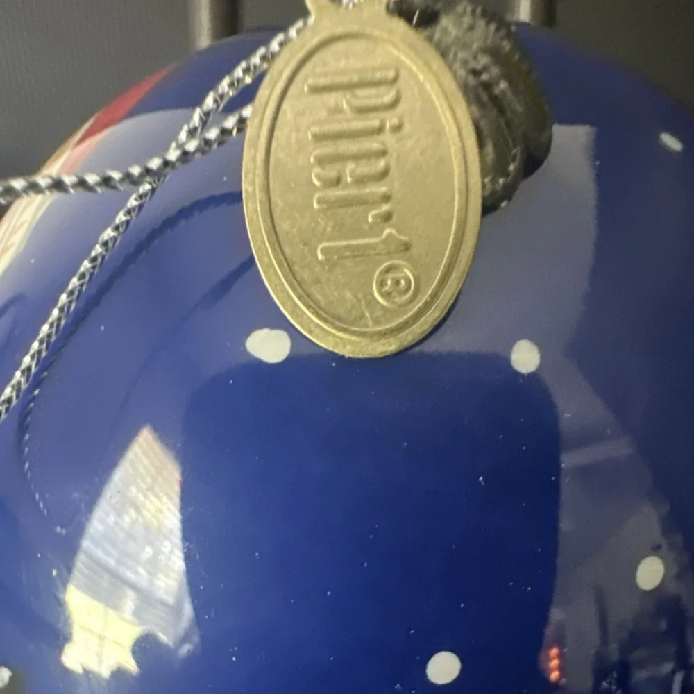 Pier 1 Hand Painted Glass Christmas Ornament Snowman Santa Mouse 2014 No box